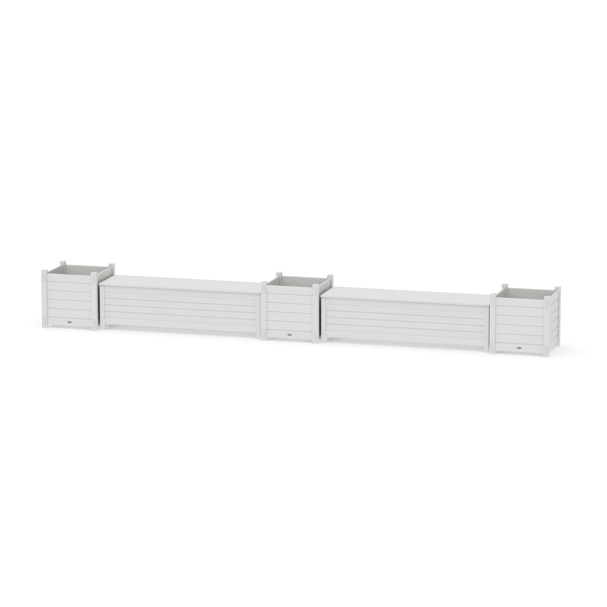 POLYWOOD 60" Nautical Straight Double Planter Storage Bench Set- Large — Vintage White