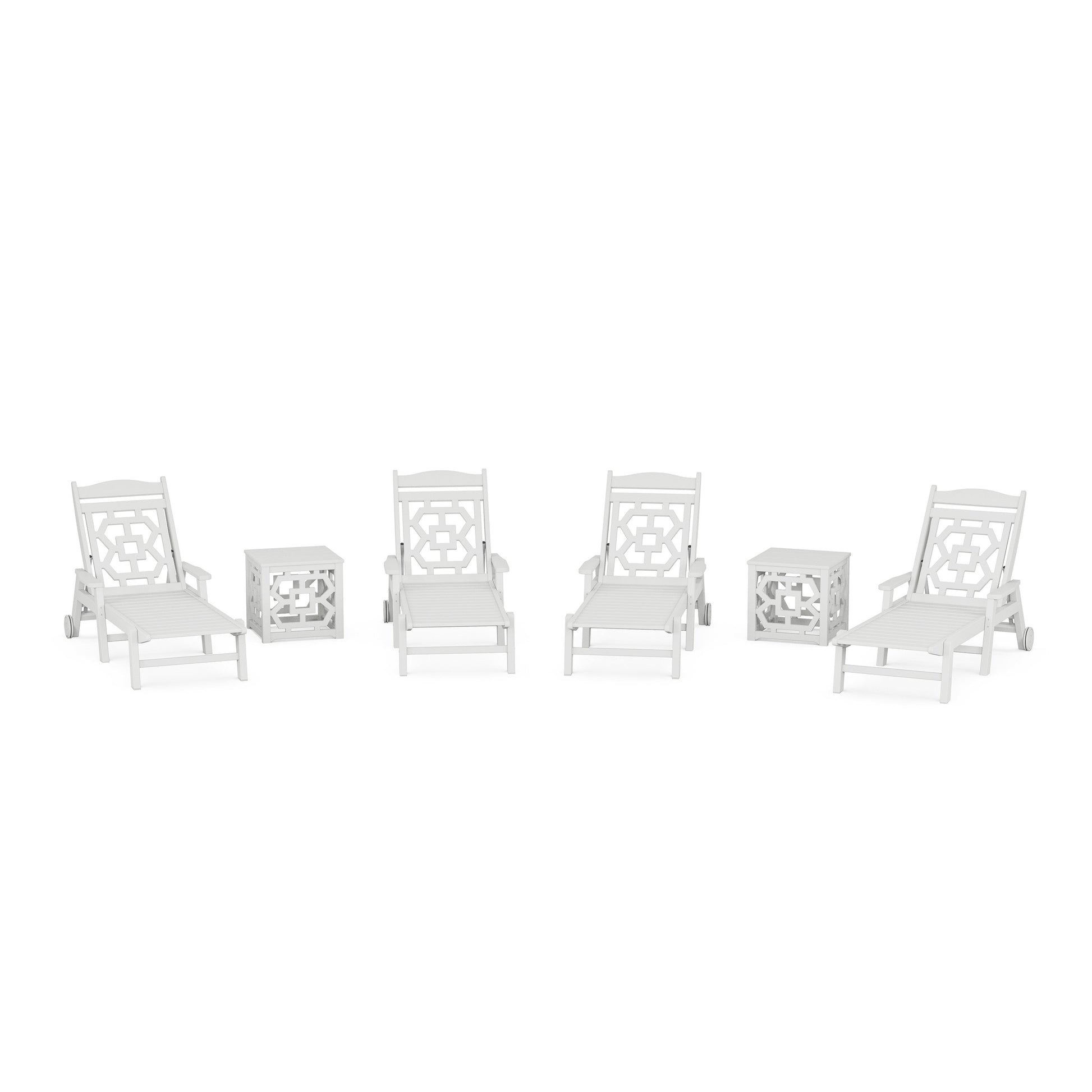 POLYWOOD Chinoiserie 6-Piece Chaise Set — White