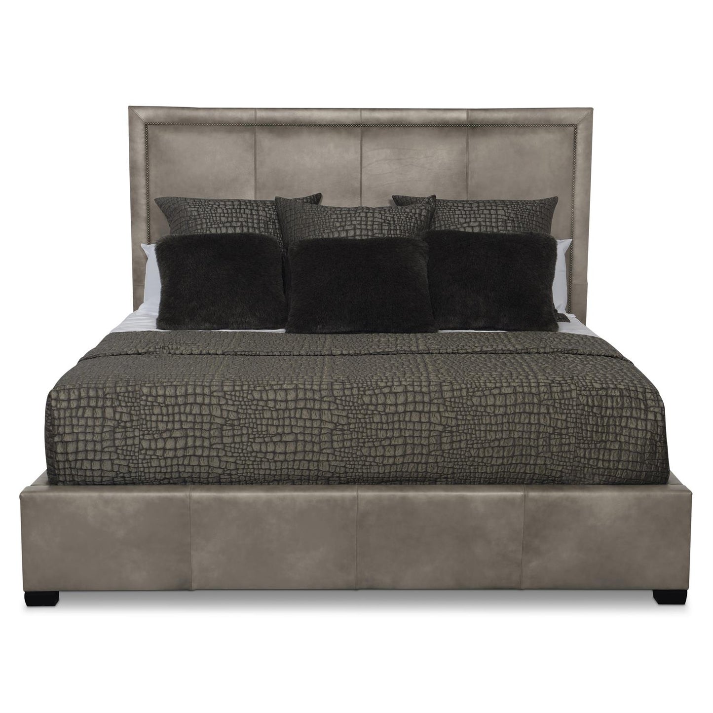 Bernhardt Morgan Leather Panel Bed Queen (54" H) — K1434