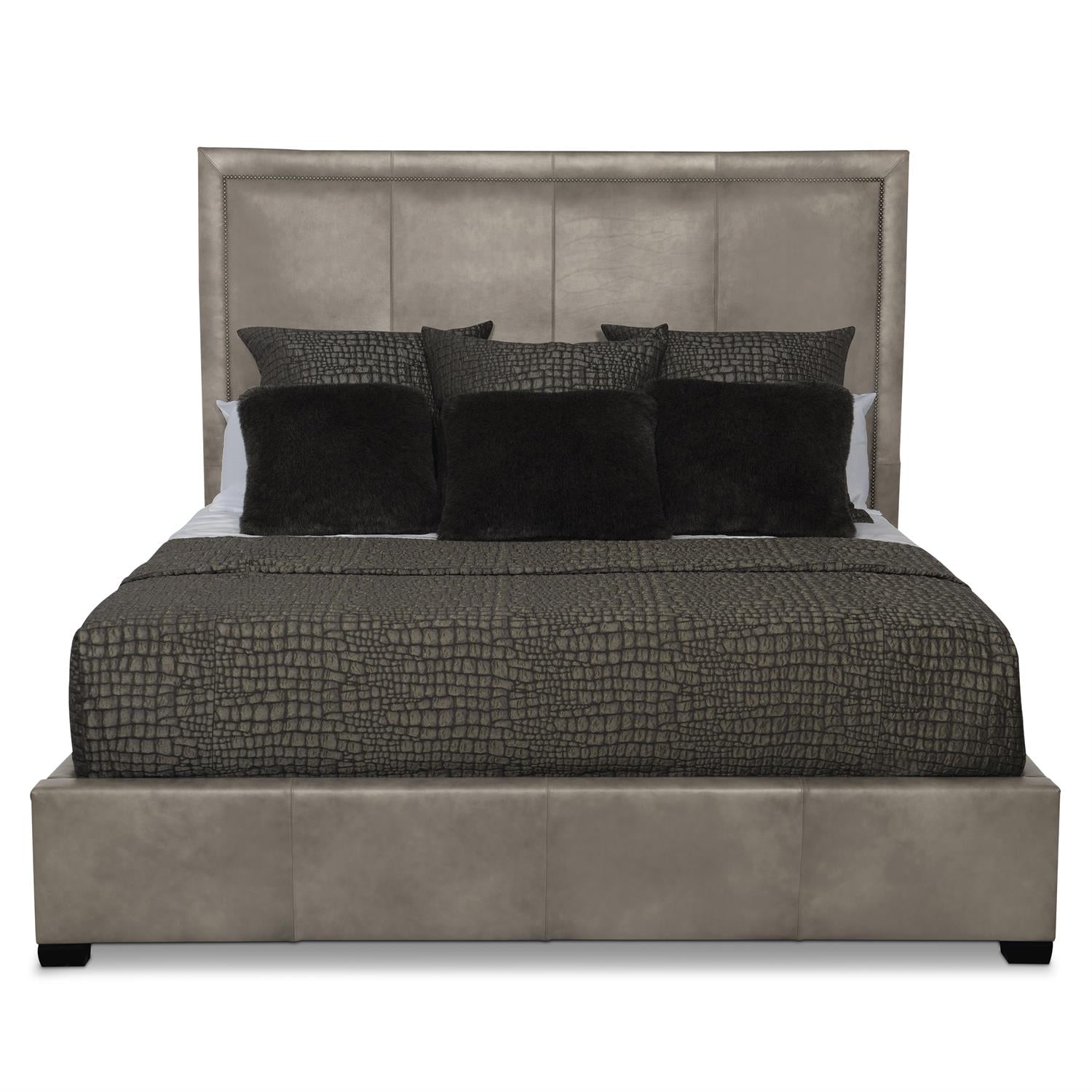 Bernhardt Morgan Leather Panel Bed Queen (64" H) — K1442