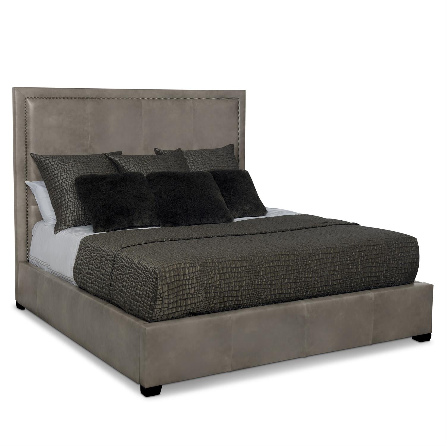Bernhardt Morgan Leather Panel Bed Queen (64" H) — K1442
