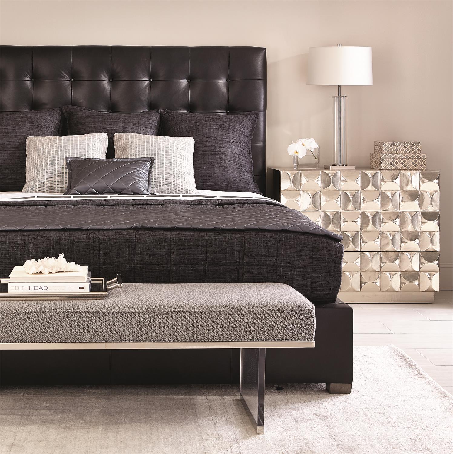Bernhardt Avery Leather Panel Bed King (54.50" H) — K1470