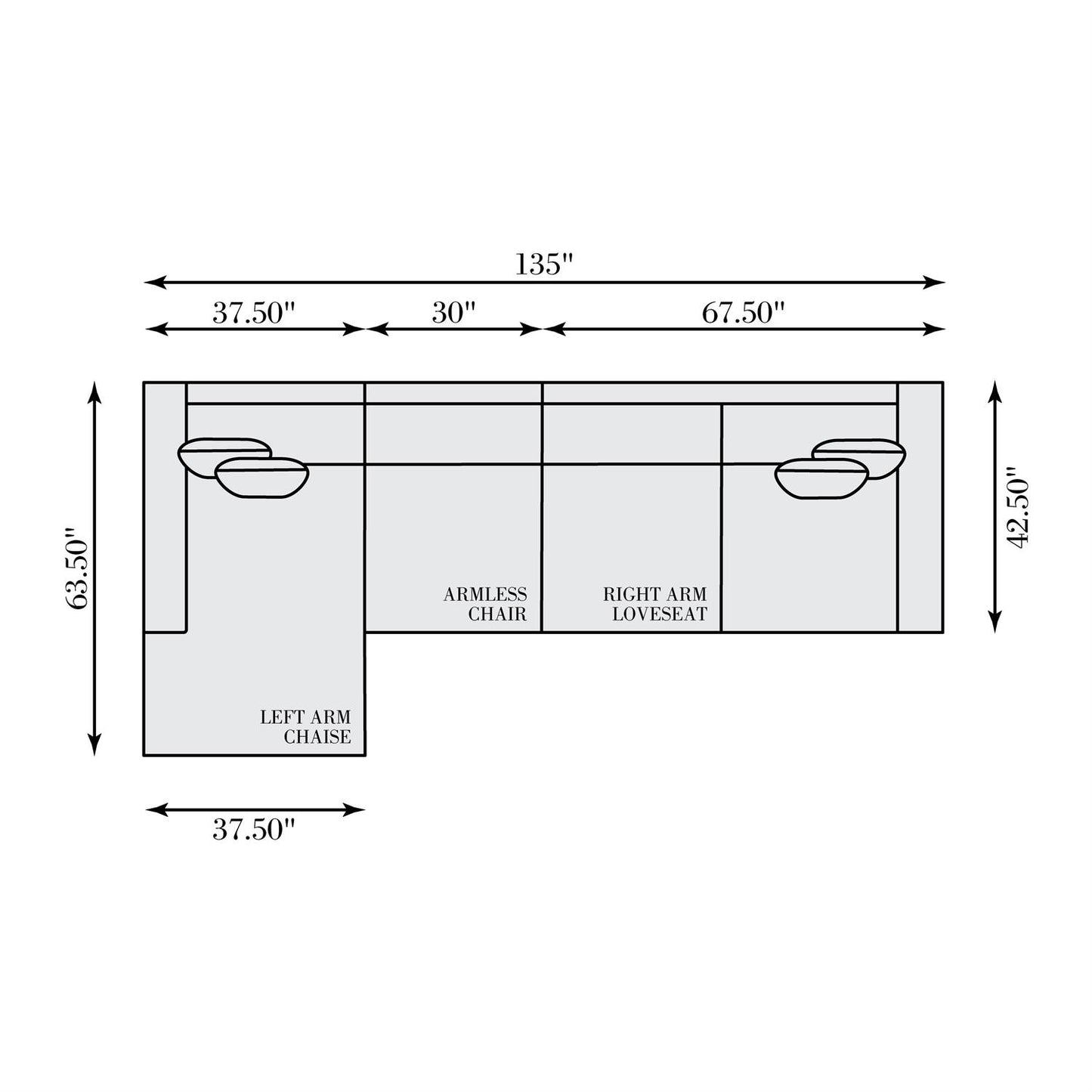 Bernhardt Gabi Fabric Sectional — K1969