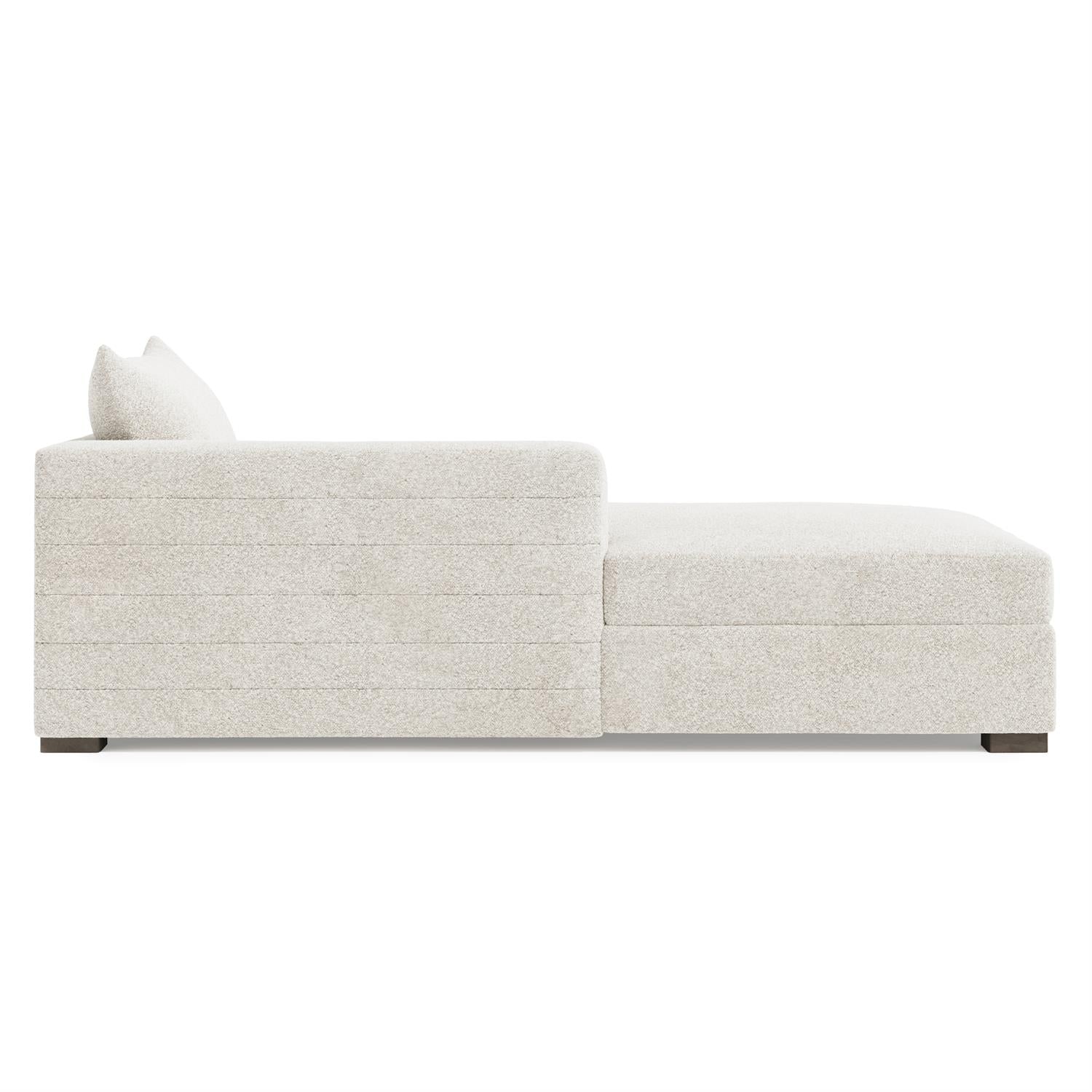 Bernhardt Helena Fabric Left Arm Chaise Without Pillows Wood Foot — N5238Y