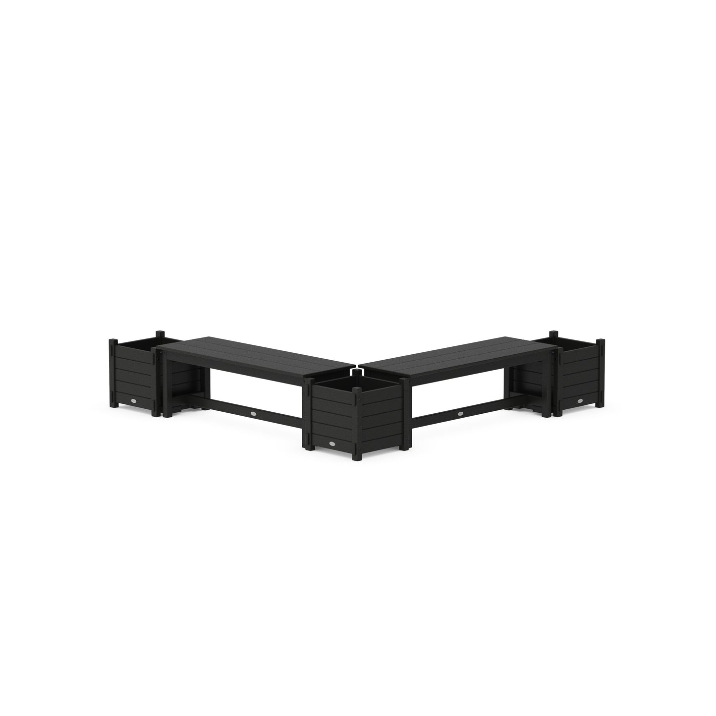 POLYWOOD 48" Nautical L- Shaped Planter Bench Corner Set — Black