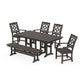 POLYWOOD Chinoiserie 6-Piece Farmhouse Dining Set with Bench — Vintage Coffee