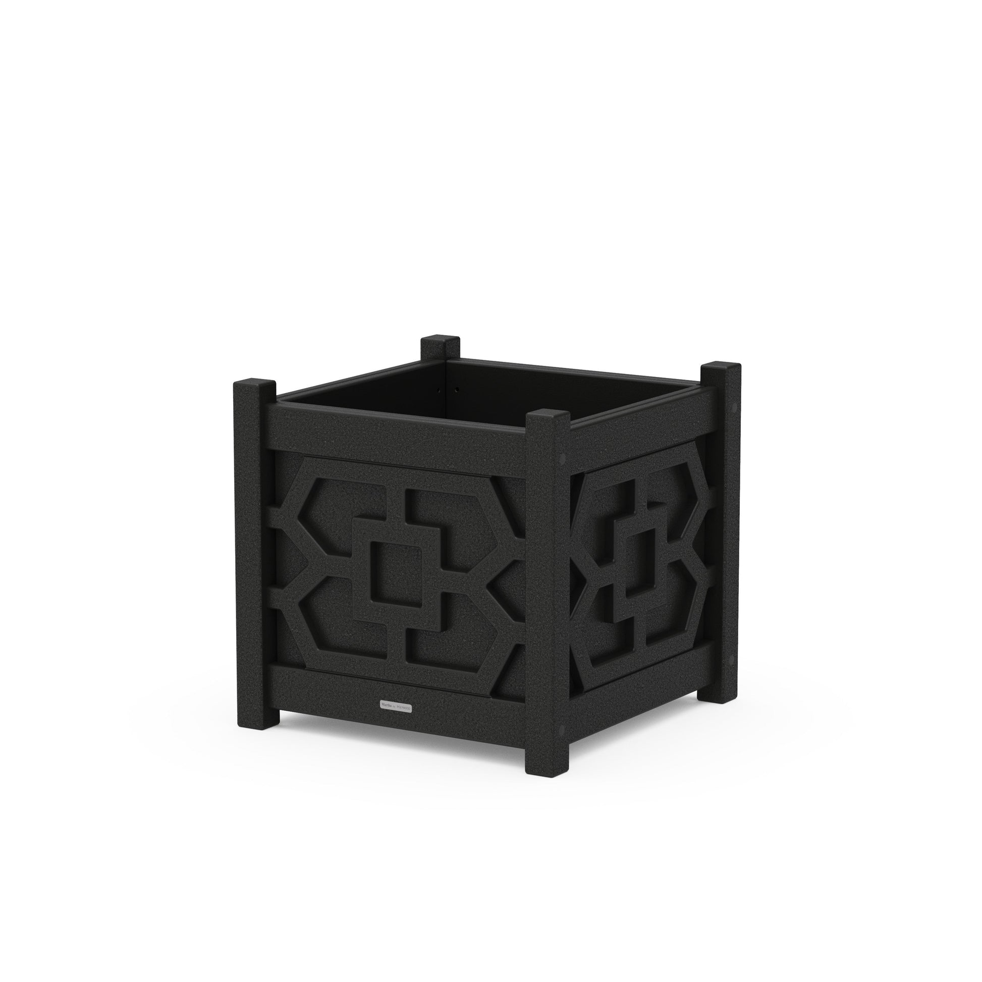 POLYWOOD Chinoiserie Large Square Planter Box — Black