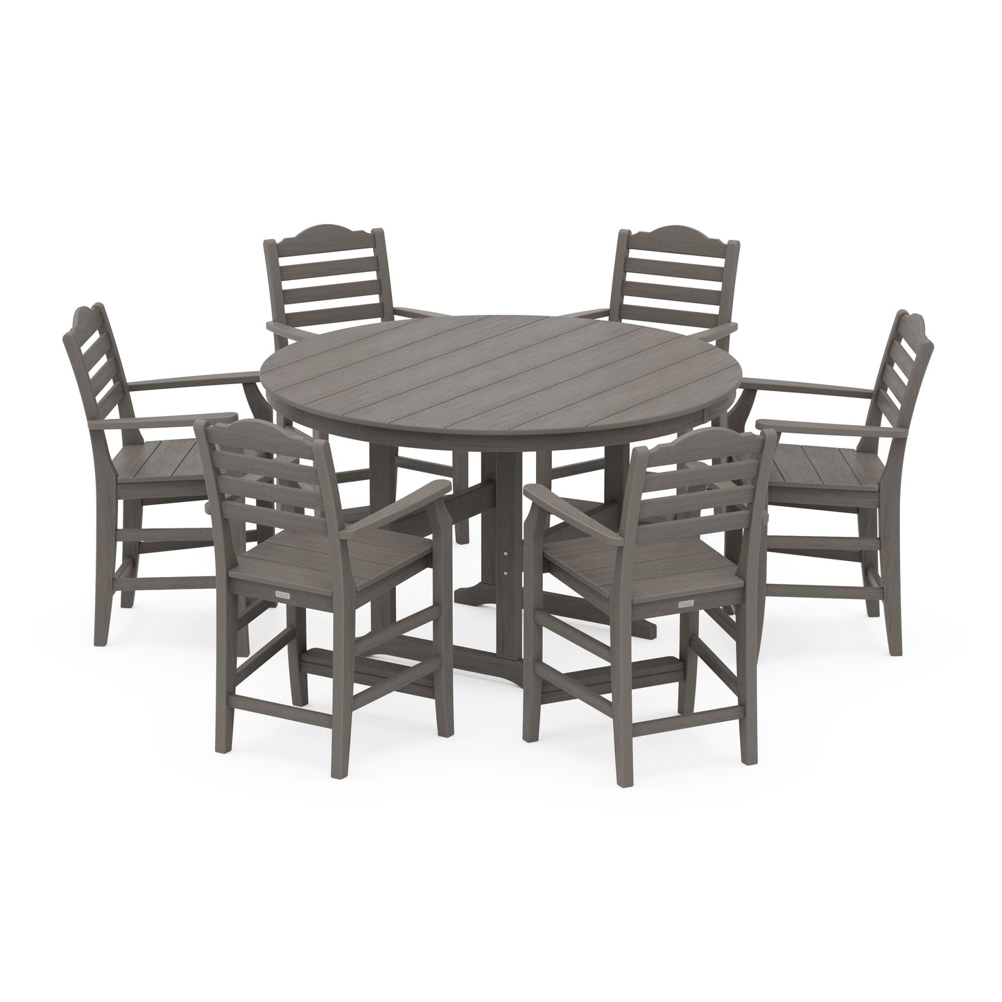 POLYWOOD Savannah 7-Piece Arm Chair Round Farmhouse Counter Set