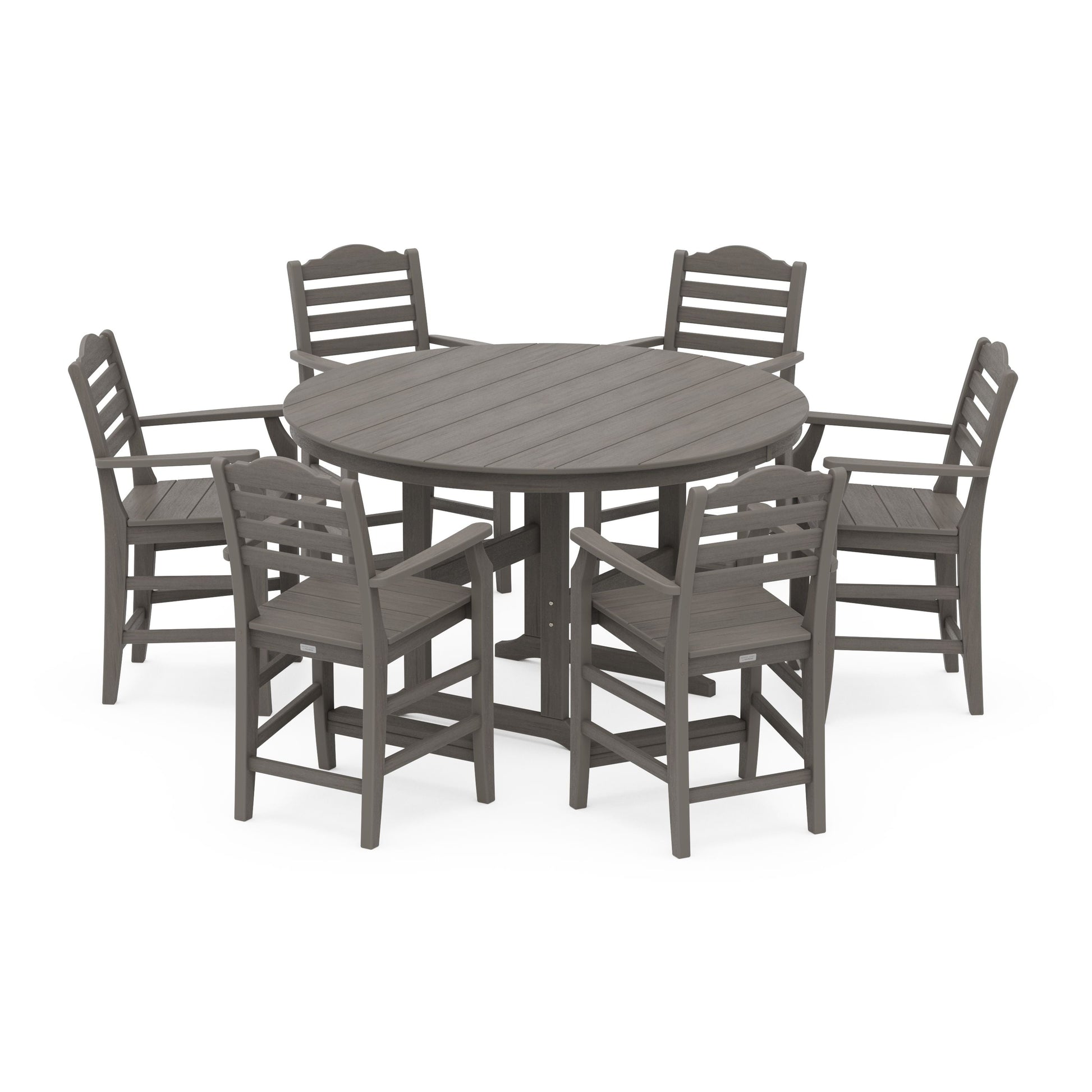 POLYWOOD Savannah 7-Piece Arm Chair Round Farmhouse Counter Set
