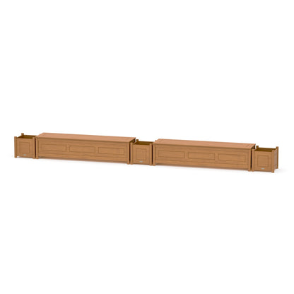 POLYWOOD 72" Country Living Straight Double Planter Storage Bench Set — Natural