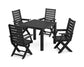 POLYWOOD Captain Folding Chair 5-Piece Parsons Dining Set — Black