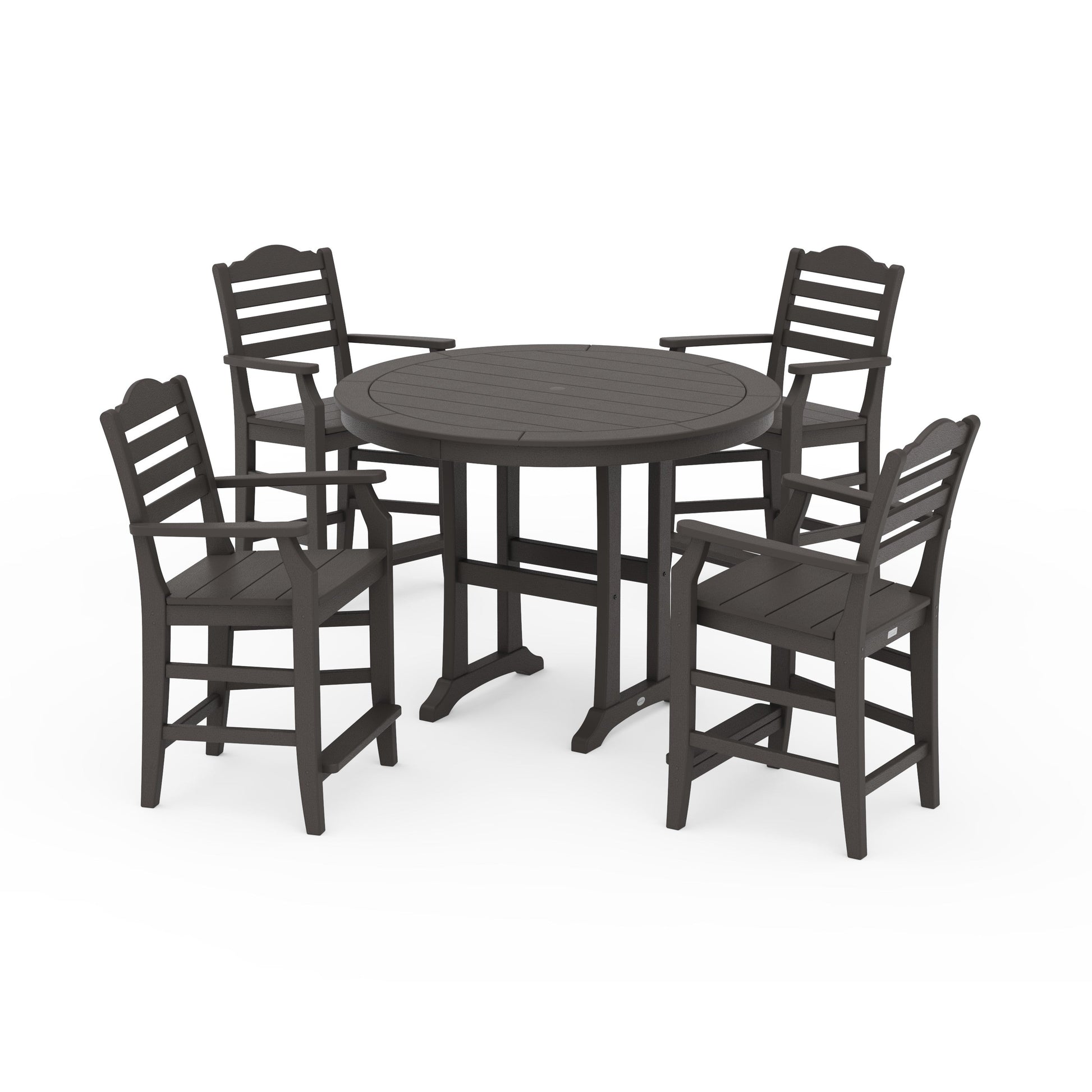 POLYWOOD Savannah 5-Piece Round Counter Set — Vintage Coffee