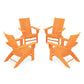 POLYWOOD 4-Piece Modern Curveback Adirondack Conversation Set — Tangerine