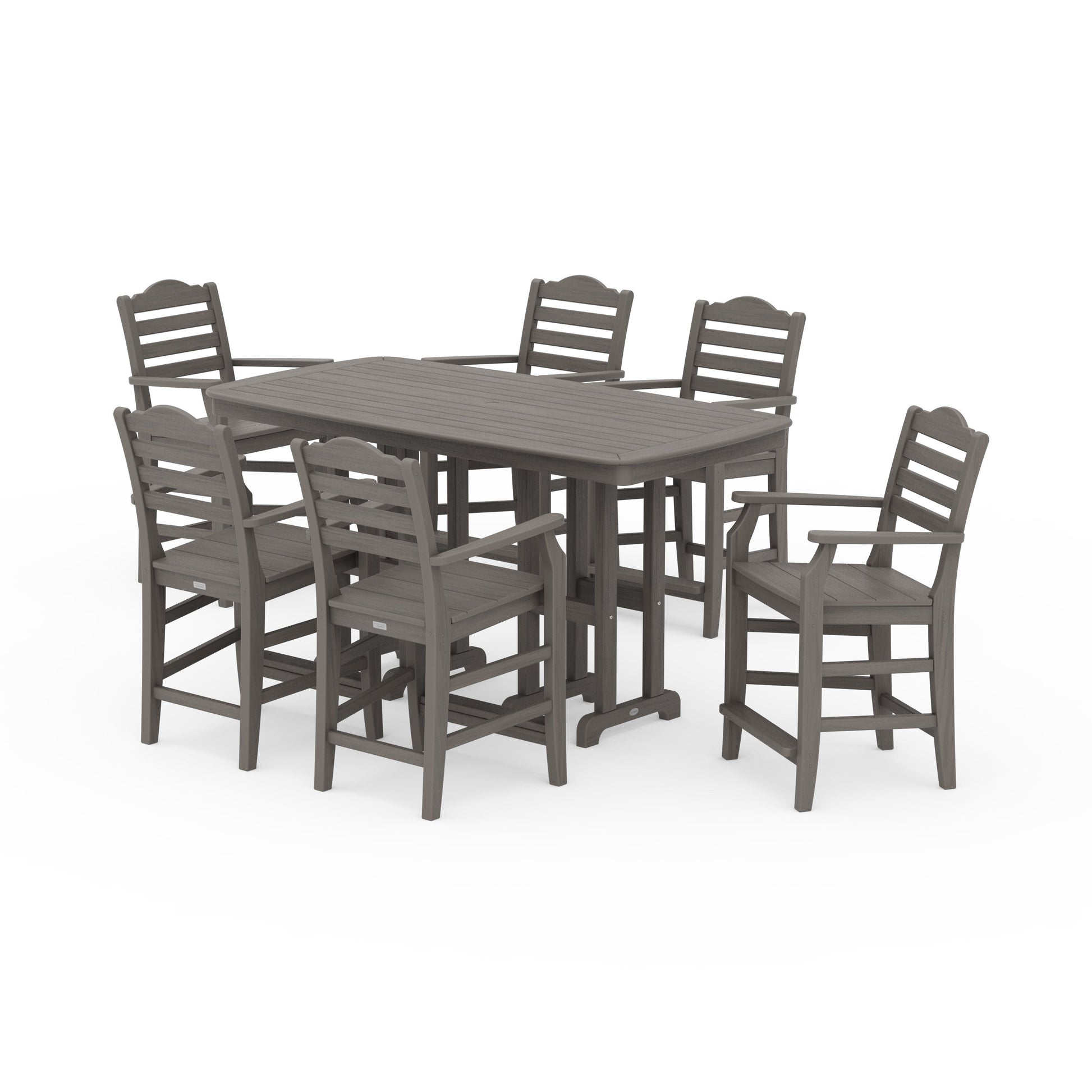 POLYWOOD Savannah Arm Chair 7-Piece Counter Set — Driftwood
