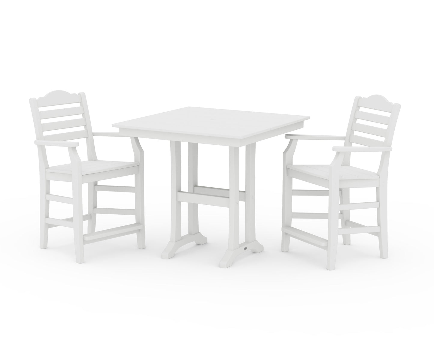POLYWOOD Savannah 3-Piece Farmhouse Counter Set with Trestle Legs — White