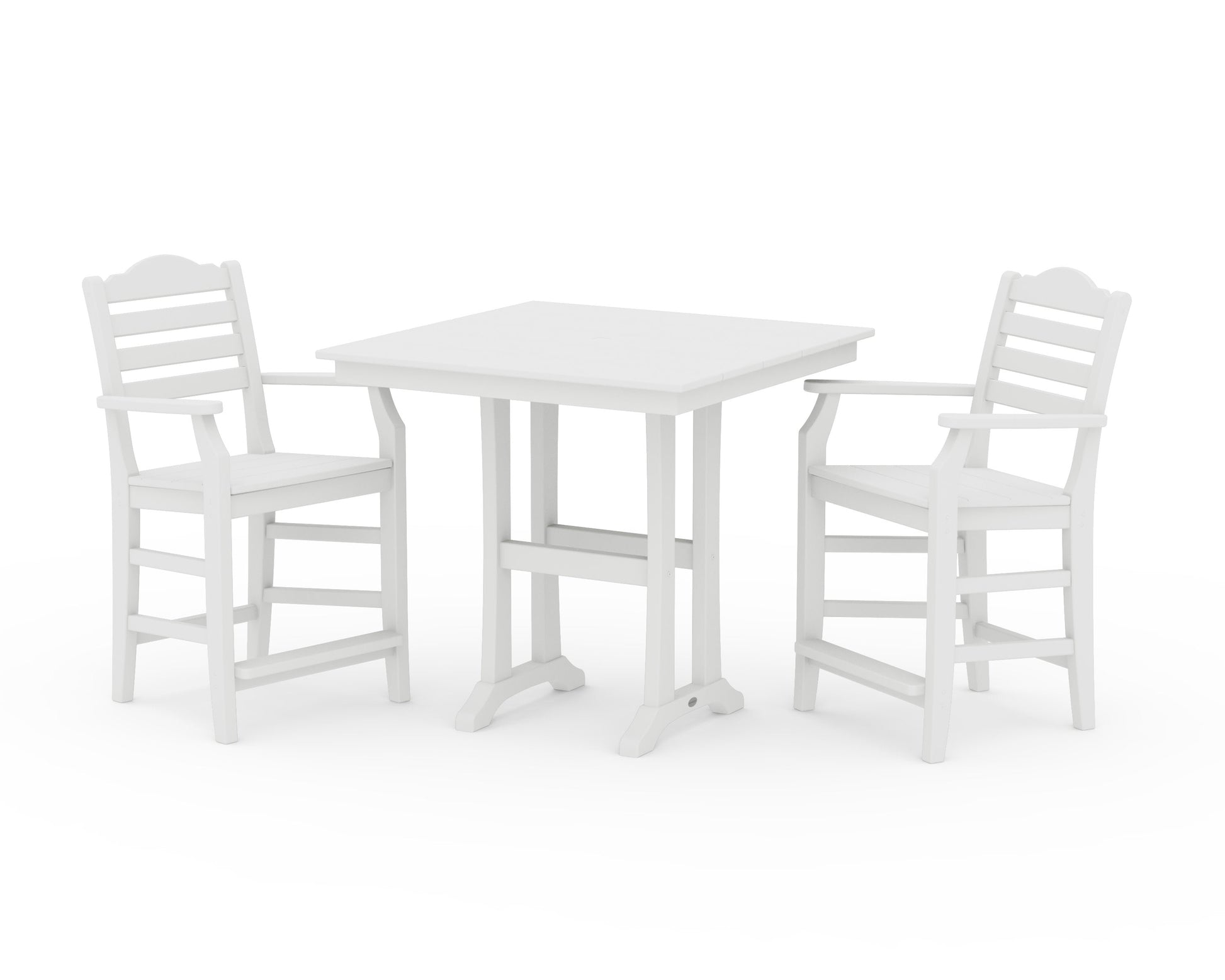 POLYWOOD Savannah 3-Piece Farmhouse Counter Set with Trestle Legs — White
