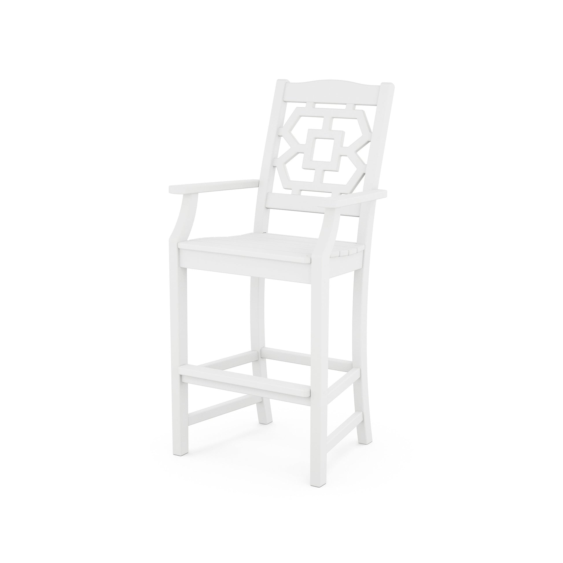 POLYWOOD Chinoiserie Bar Arm Chair — White