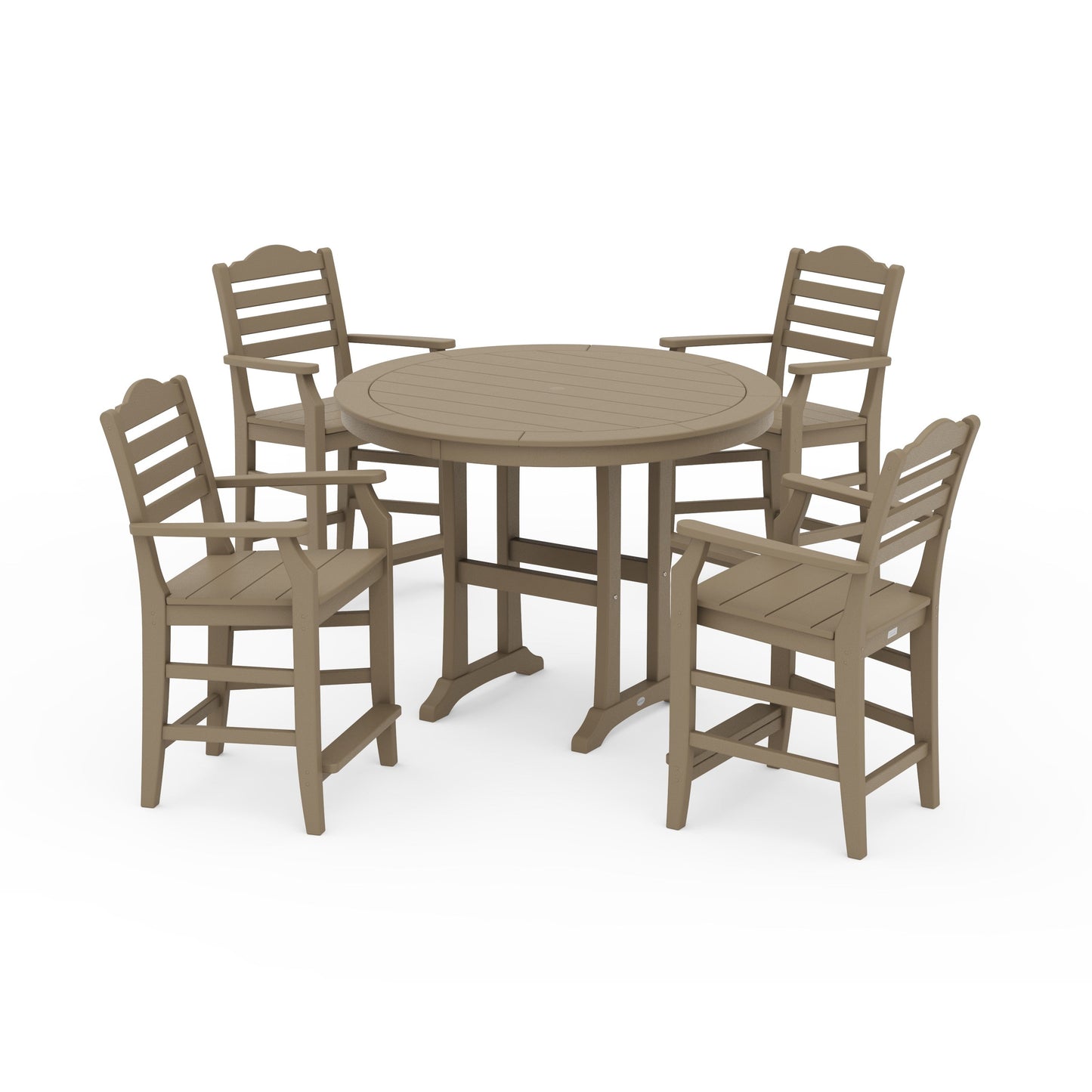 POLYWOOD Savannah 5-Piece Round Counter Set — Vintage Sahara