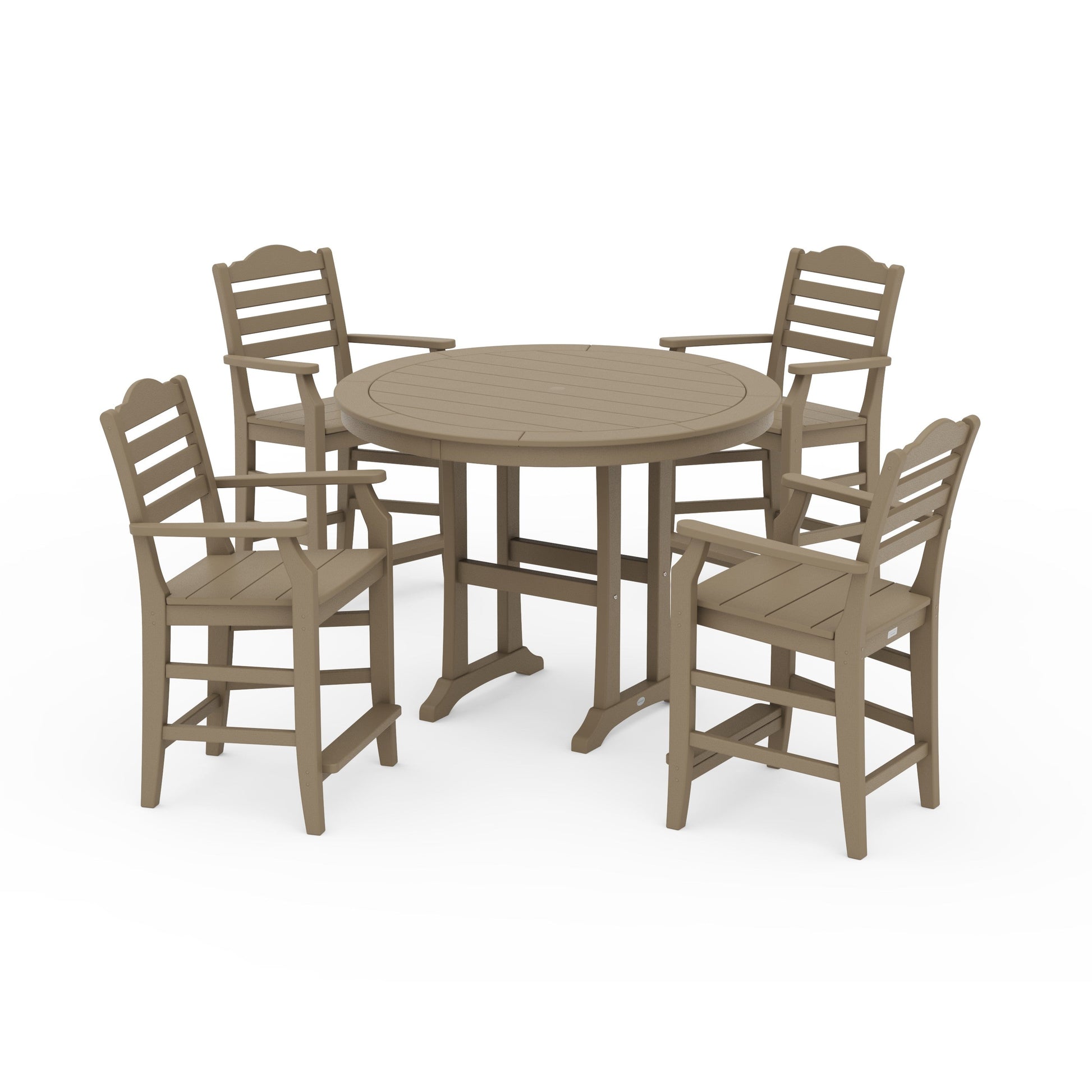 POLYWOOD Savannah 5-Piece Round Counter Set — Vintage Sahara