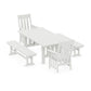 POLYWOOD Acadia 5-Piece Dining Set with Benches — Vintage White