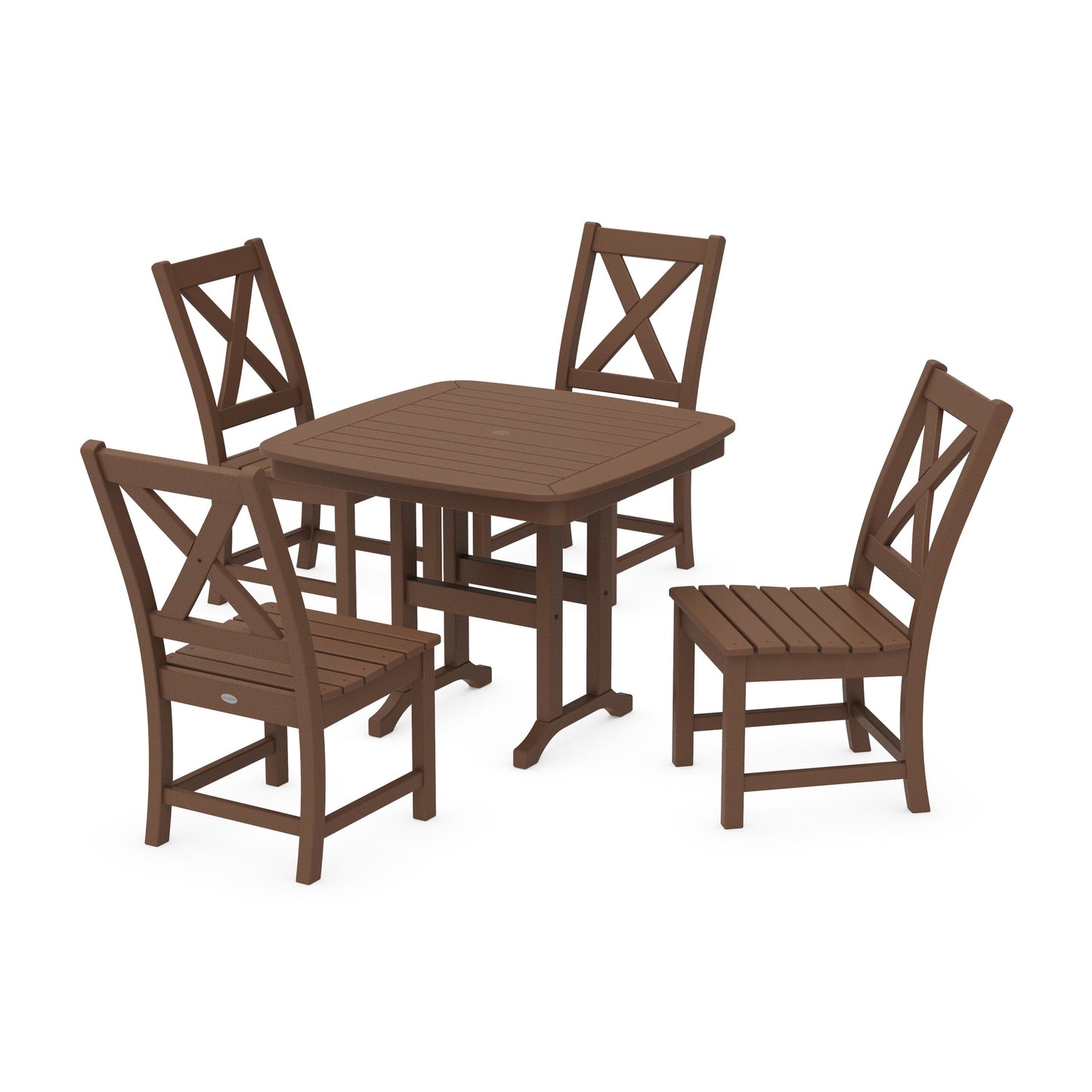 POLYWOOD Braxton Side Chair 5-Piece Dining Set — Teak