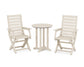 POLYWOOD Captain Folding Chair 3-Piece Round Bistro Dining Set — Sand