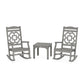 POLYWOOD Chinoiserie 3-Piece Rocking Chair Set — Slate Grey