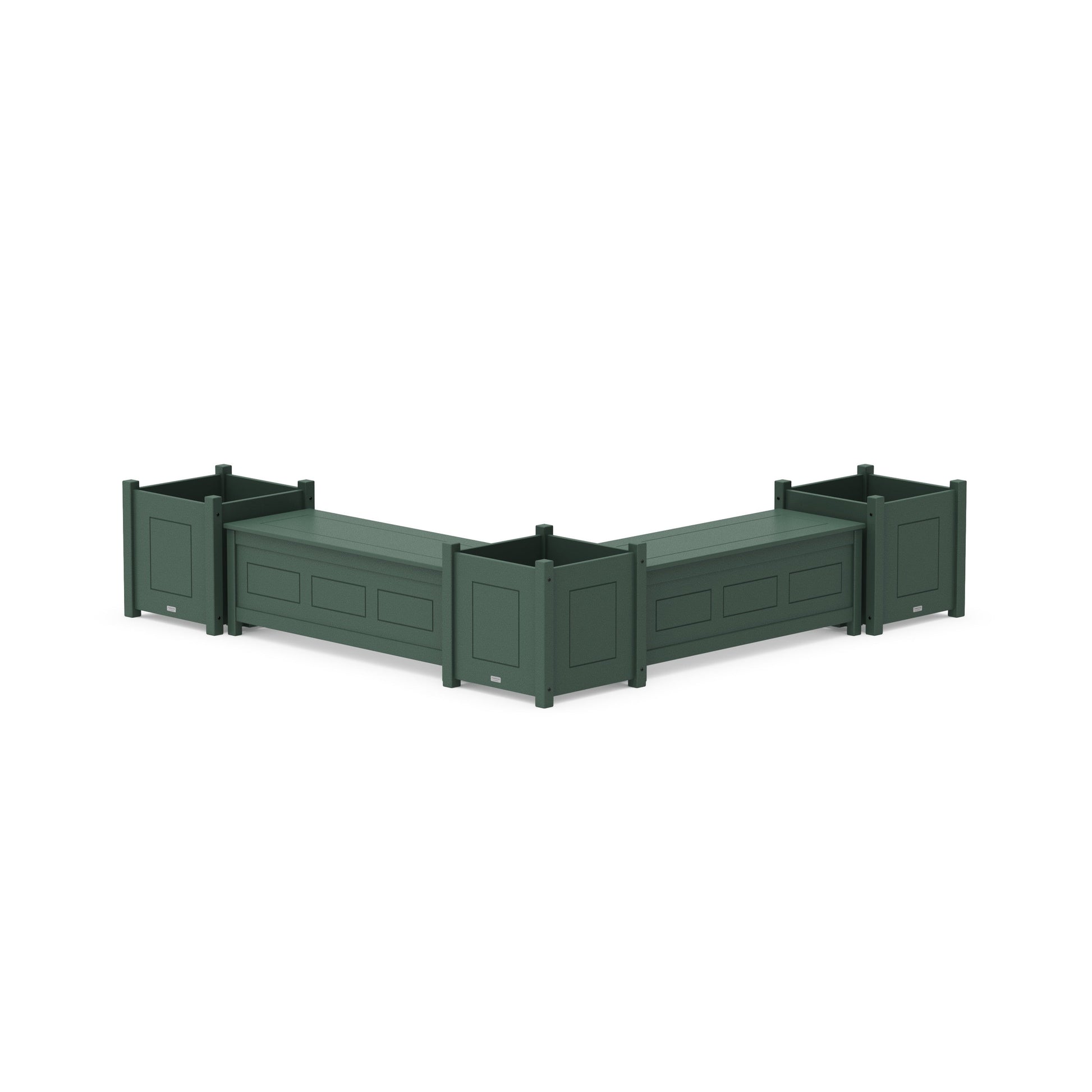 POLYWOOD 48" Country Living L- Shaped Planter Storage Bench Corner Set- Large — Green