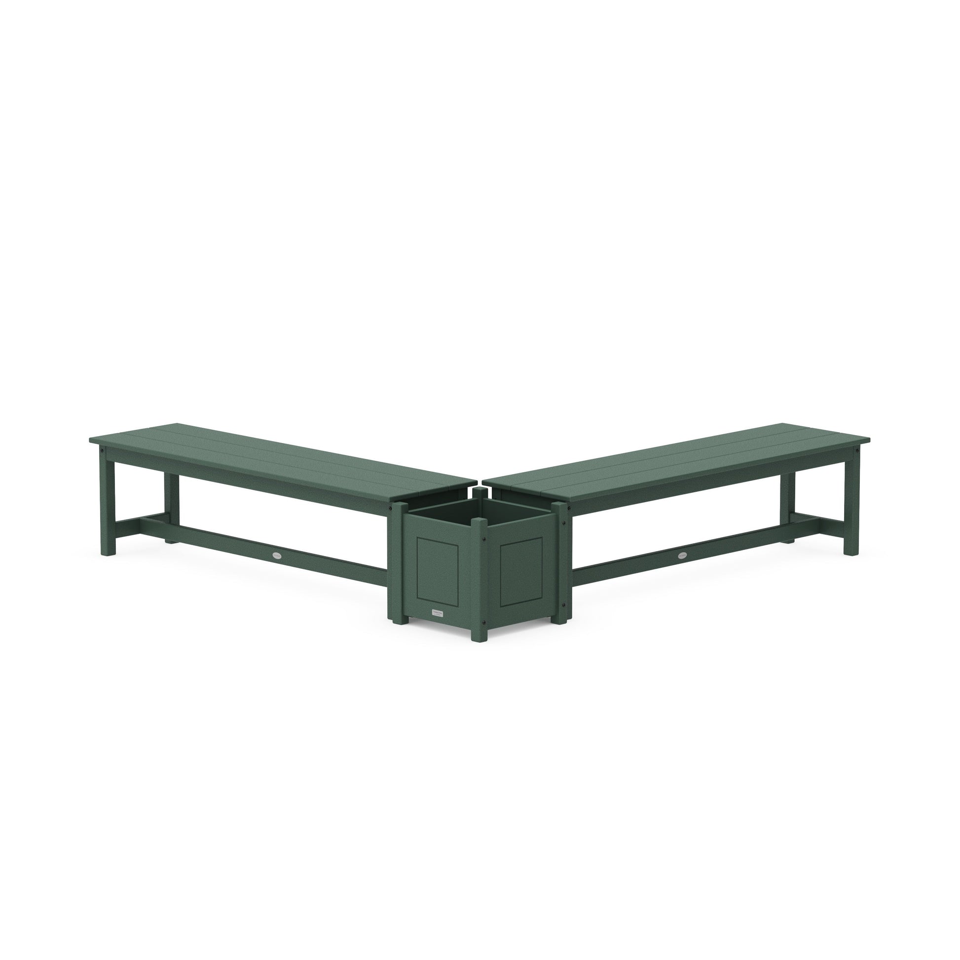 POLYWOOD 60" Country Living L- Shaped Planter Bench Set — Green