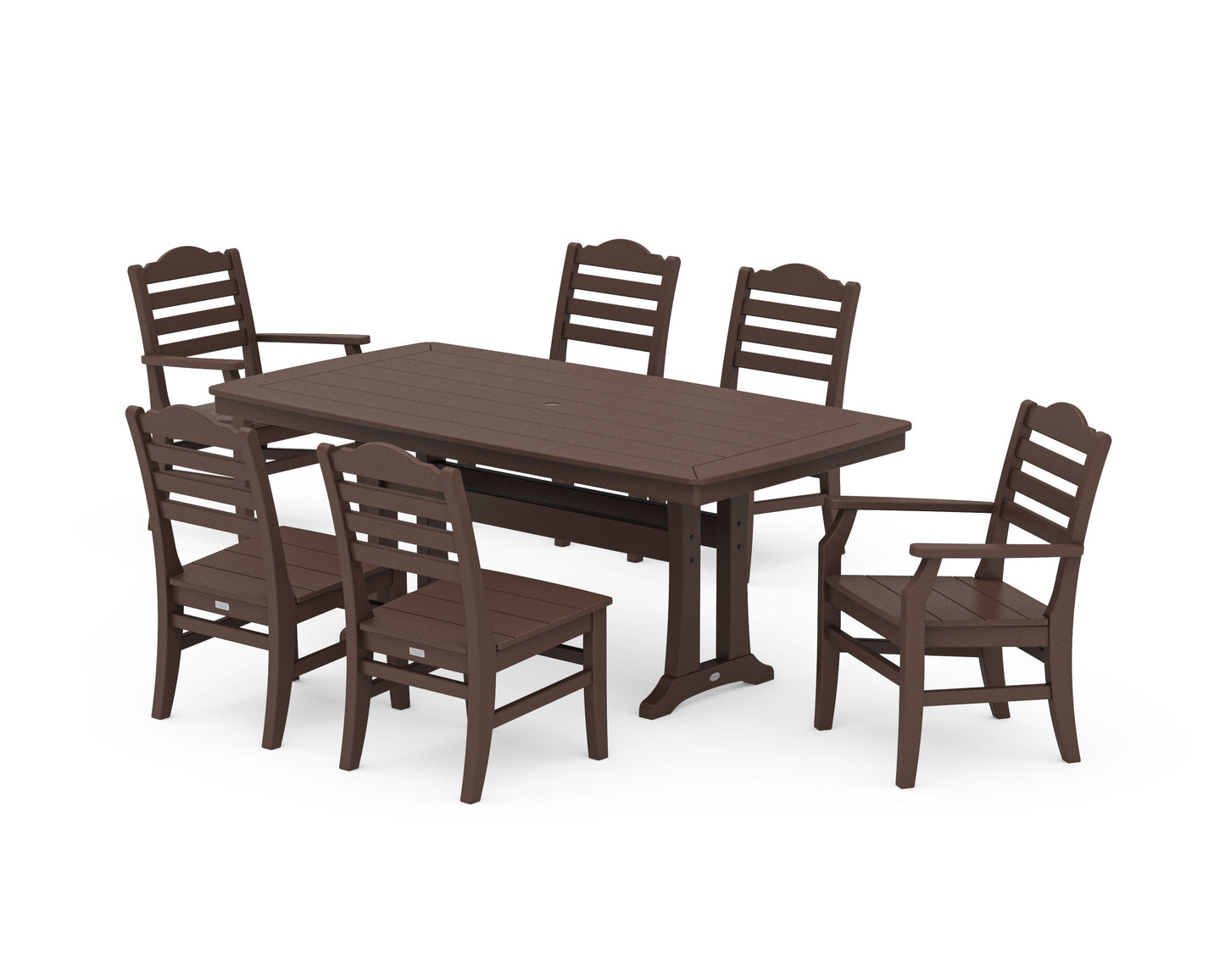 POLYWOOD Savannah 7-Piece Dining Set with Trestle Legs — Mahogany