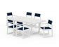 POLYWOOD EDGE Sling 7-Piece Dining Set — Vintage White / Navy Blue Sling