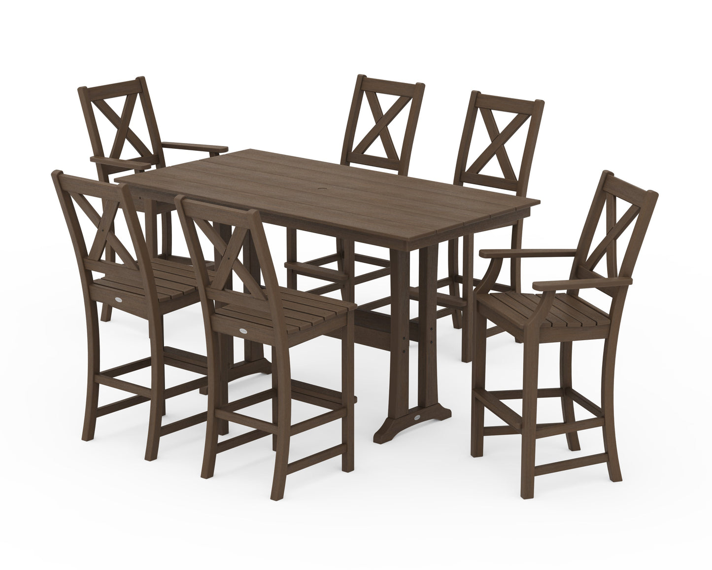 POLYWOOD Braxton 7-Piece Farmhouse Trestle Bar Set — Kona