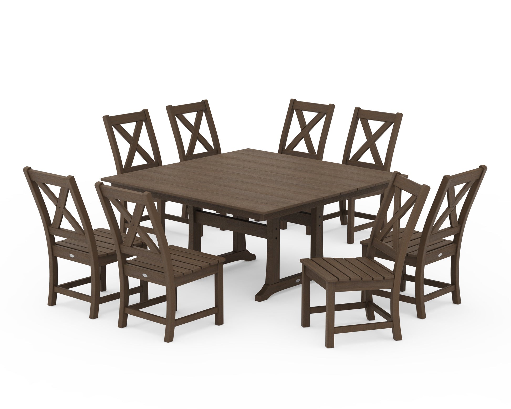 POLYWOOD Braxton Side Chair 9-Piece Farmhouse Dining Set — Kona