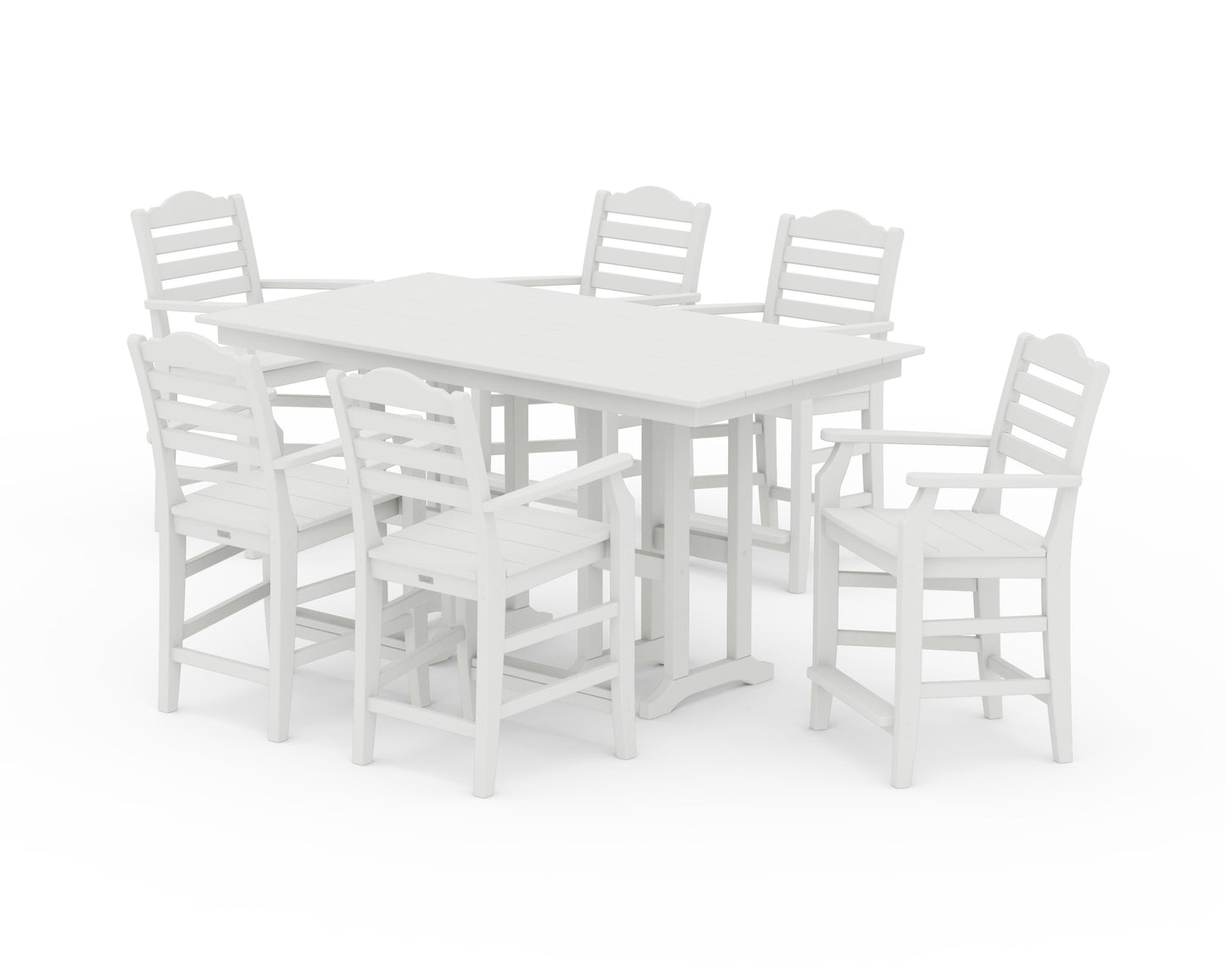 POLYWOOD Savannah Arm Chair 7-Piece Farmhouse Counter Set — Vintage White