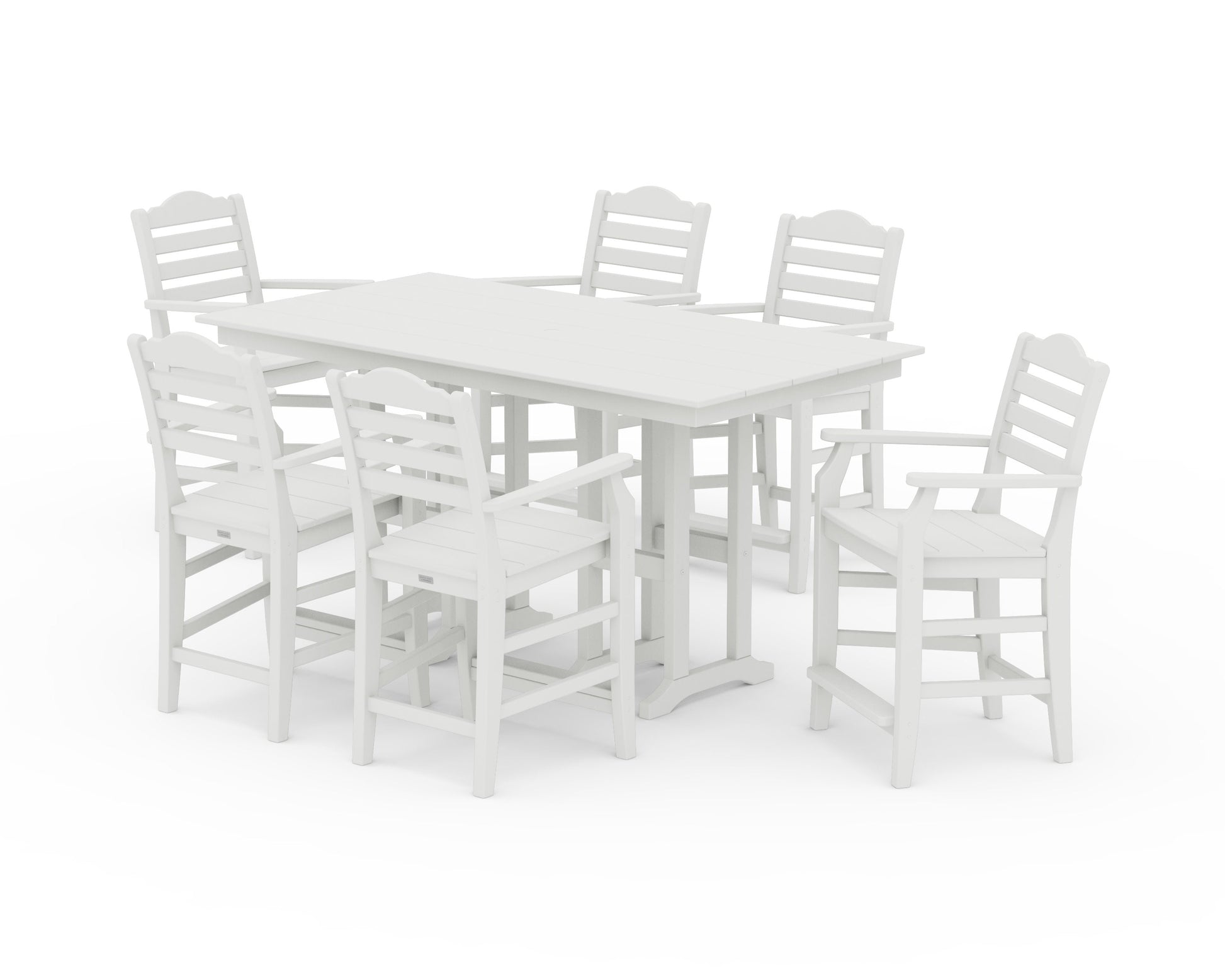 POLYWOOD Savannah Arm Chair 7-Piece Farmhouse Counter Set — Vintage White
