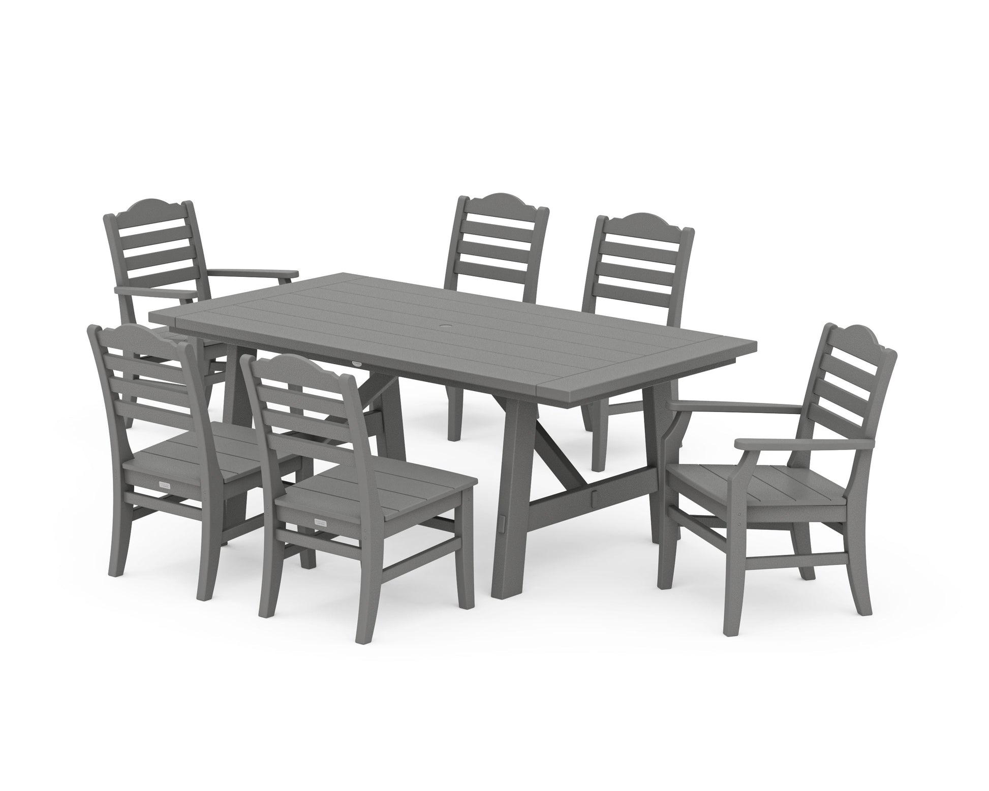 POLYWOOD Savannah 7-Piece Rustic Farmhouse Dining Set — Slate Grey