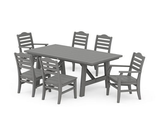 POLYWOOD Savannah 7-Piece Rustic Farmhouse Dining Set — Slate Grey