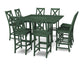 POLYWOOD Braxton 9-Piece Farmhouse Trestle Bar Set — Green