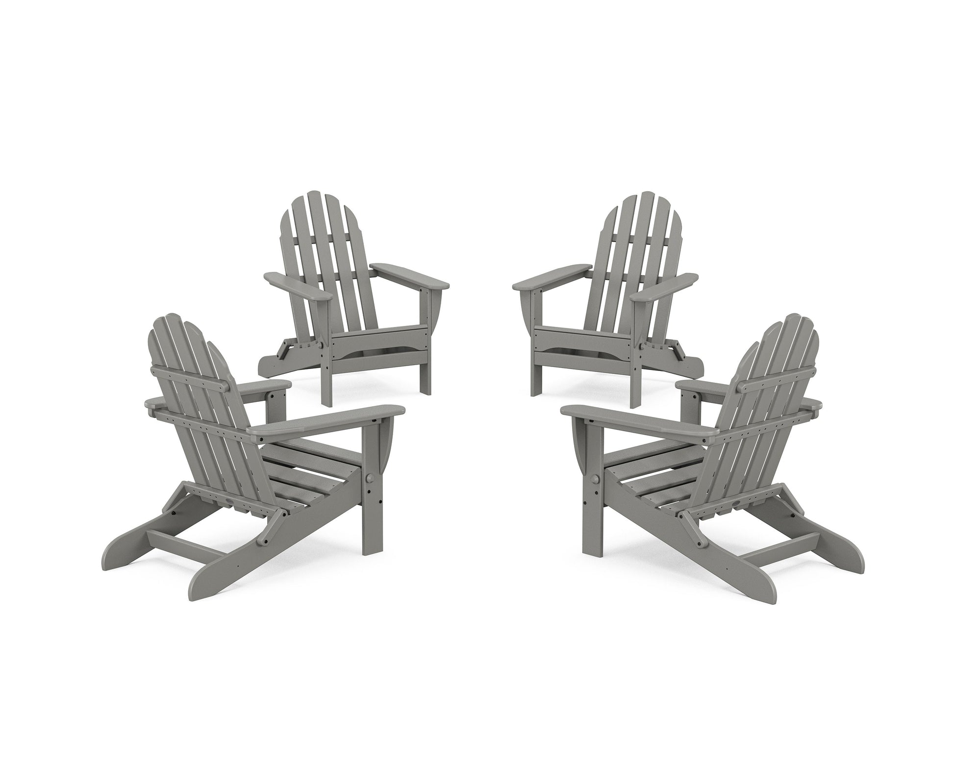 POLYWOOD 4-Piece Classic Folding Adirondack Conversation Set — Slate Grey