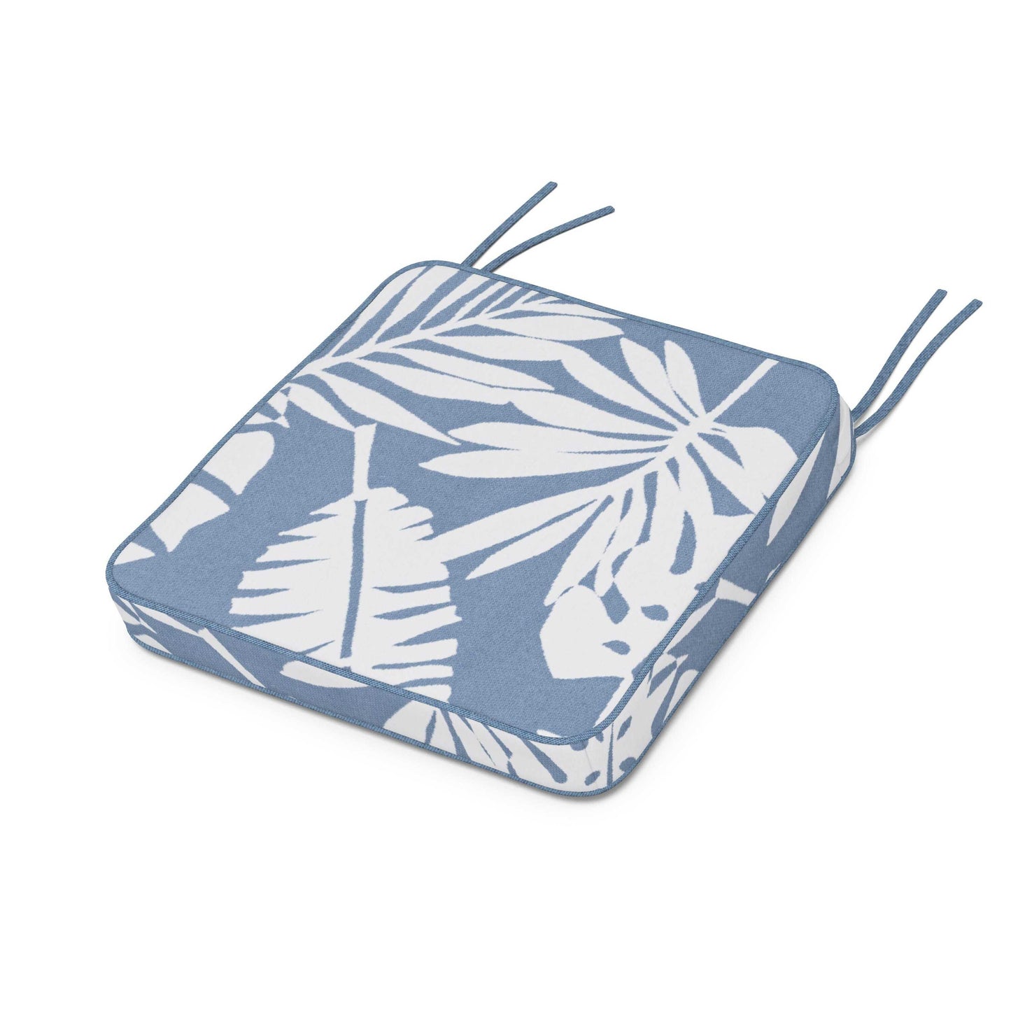 POLYWOOD Chinoiserie Side Chair Seat Cushion — Leaf Sky Blue