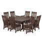 POLYWOOD Acadia 9-Piece Square Farmhouse Dining Set with Trestle Legs — Mahogany