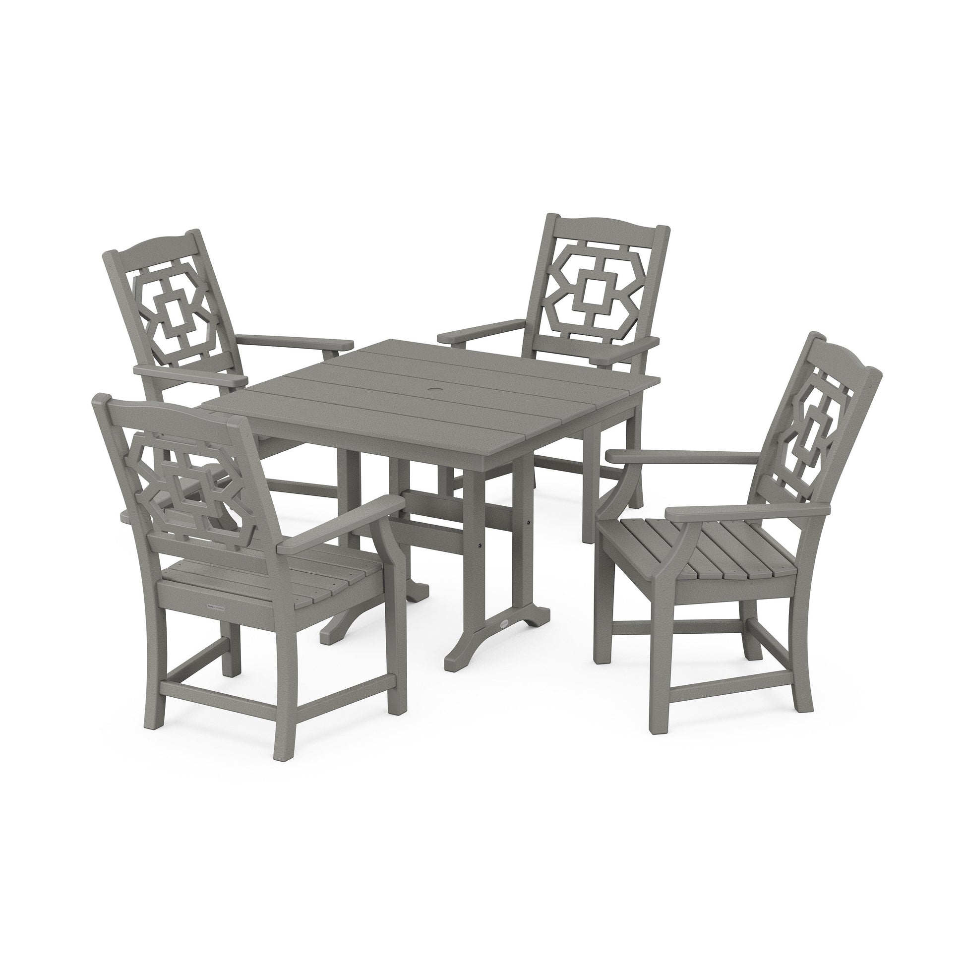 POLYWOOD Chinoiserie 5-Piece Farmhouse Dining Set — Slate Grey
