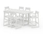 POLYWOOD EDGE Sling 7-Piece Bar Table Set — Vintage White / White Sling