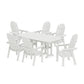 POLYWOOD Vineyard Curveback Adirondack Chair 7-Piece Dining Set — Vintage White