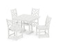 POLYWOOD Chippendale 5-Piece Farmhouse Trestle Side Chair Dining Set — White