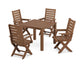 POLYWOOD Captain Folding Chair 5-Piece Parsons Dining Set — Teak