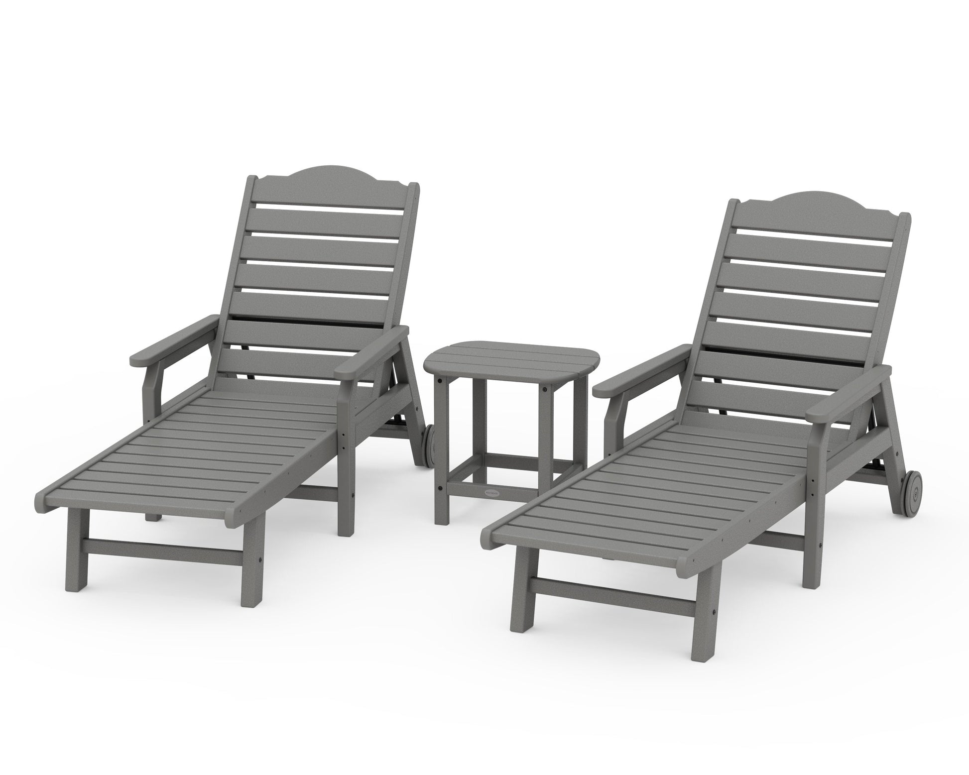 POLYWOOD 3-Piece Savannah Chaise Lounge Set — Slate Grey