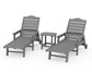 POLYWOOD 3-Piece Savannah Chaise Lounge Set — Slate Grey