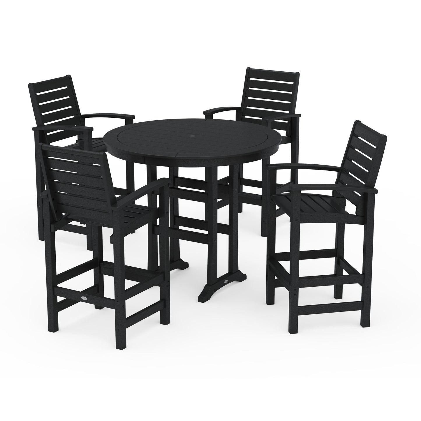 POLYWOOD 5 Piece Signature Bar Dining Set — Black