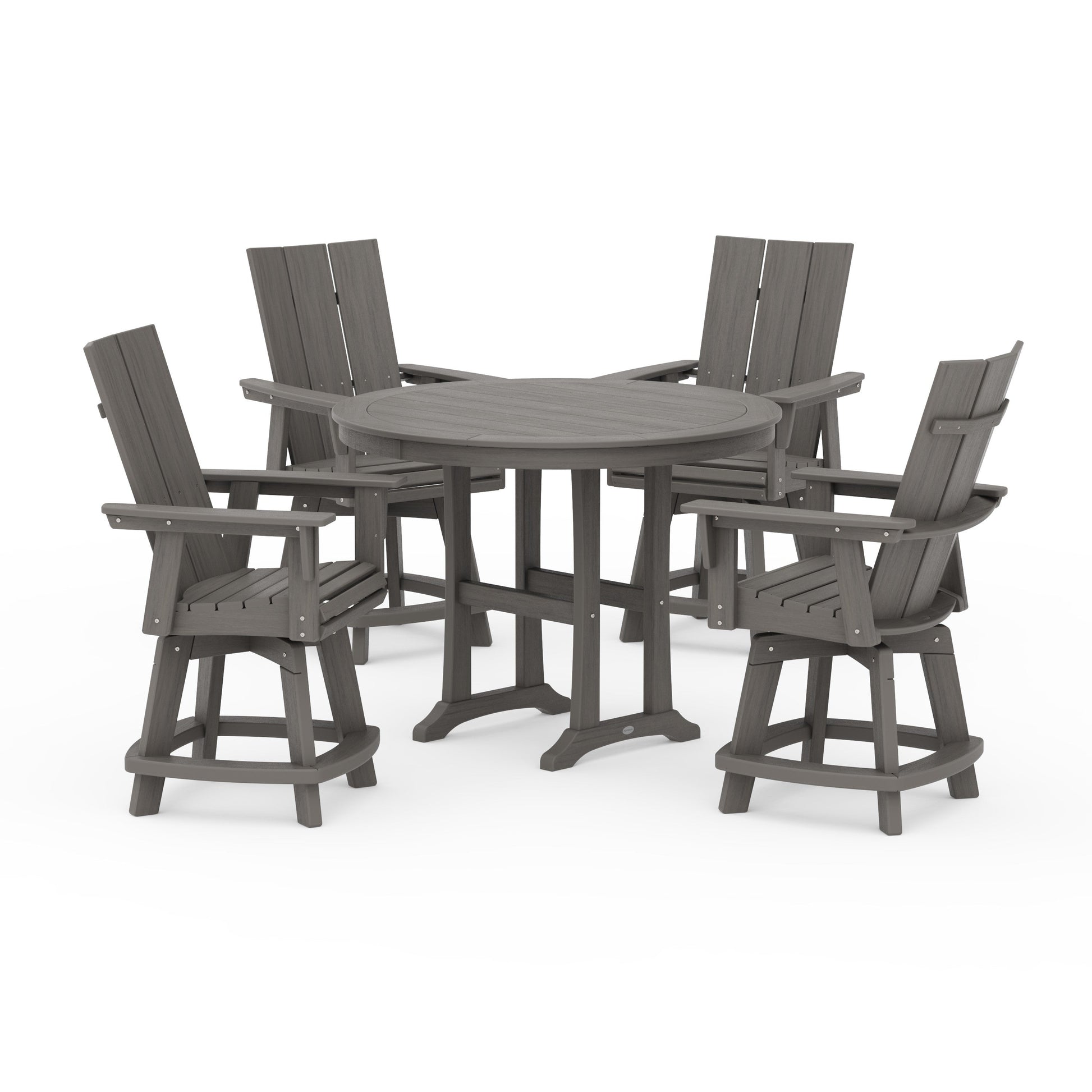 POLYWOOD 5-Piece Modern Swivel Counter Set — Driftwood